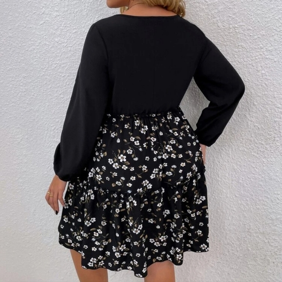 SHEIN Women's Floral Design Lantern Sleeve Ruffle Hem Dress NWOT - Picture 4 of 11